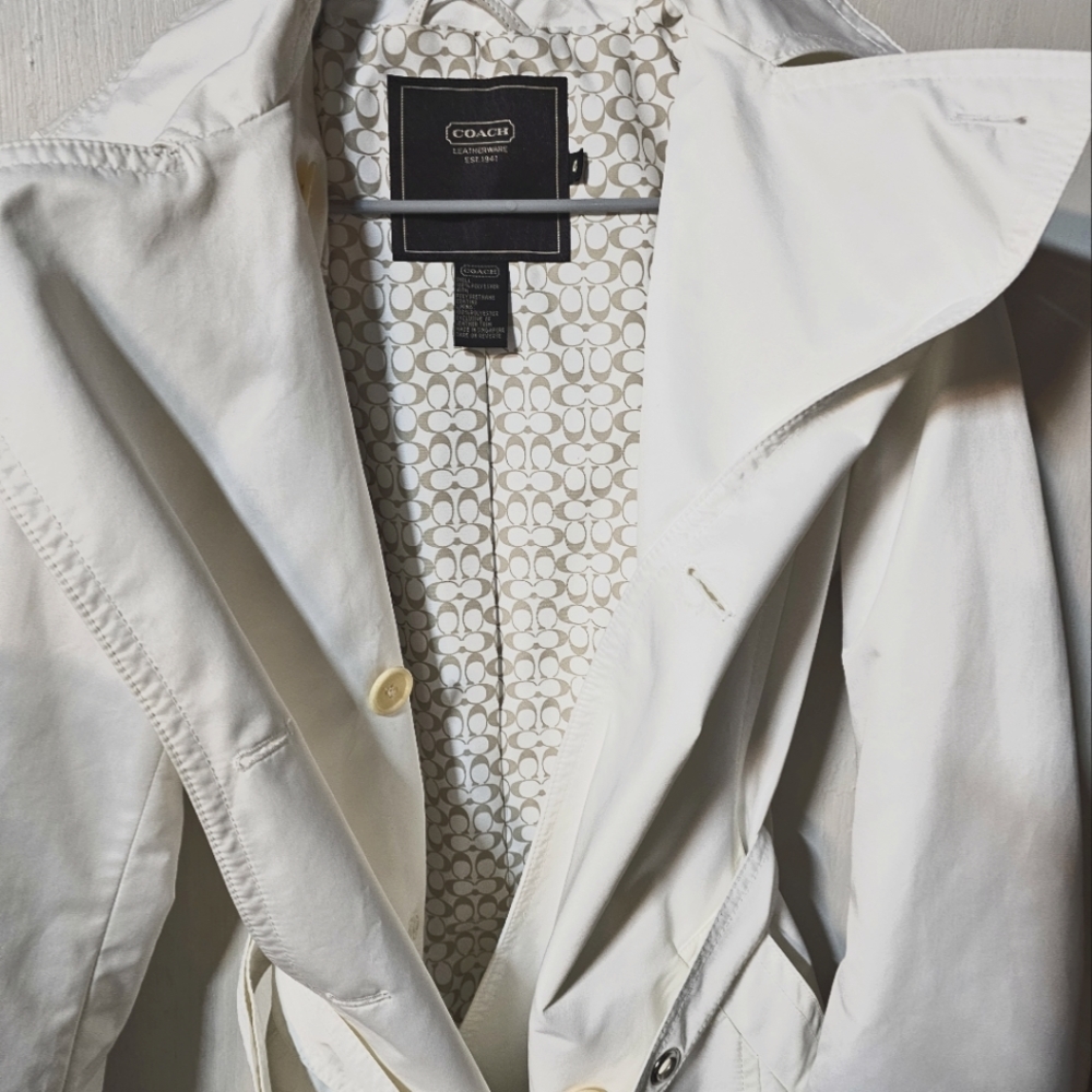Coach white trench coat